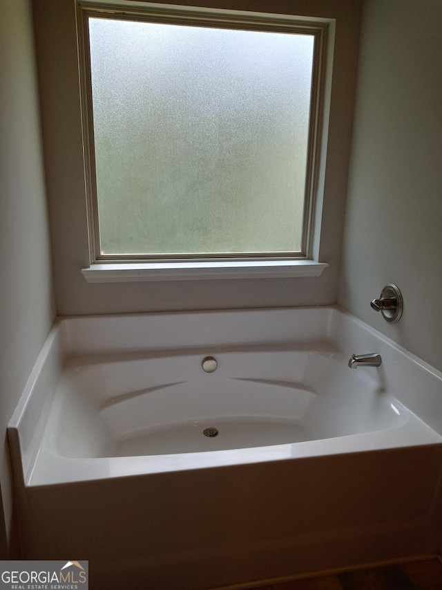 bathroom featuring plenty of natural light and a bath