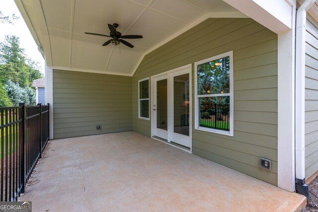 view of patio / terrace featuring ceiling fan