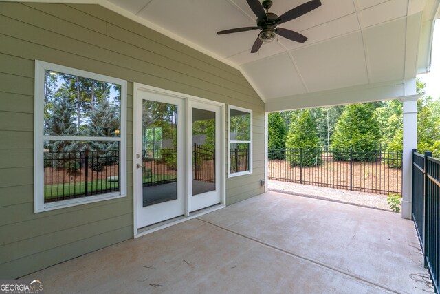 view of patio with ceiling fan