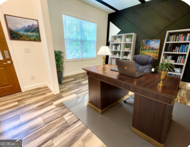 home office featuring light wood-type flooring