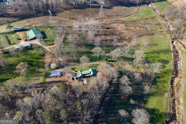 bird's eye view featuring a rural view