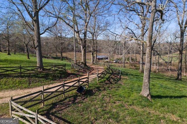 view of yard with a rural view