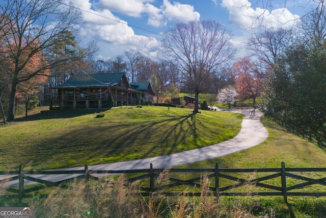 view of property's community with a yard