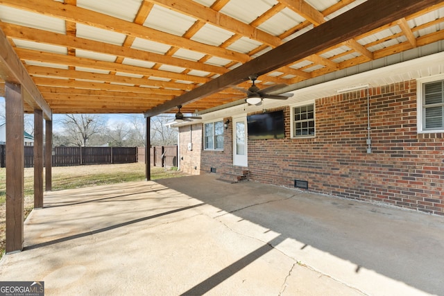 view of patio / terrace featuring ceiling fan