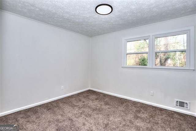 carpeted spare room featuring a textured ceiling