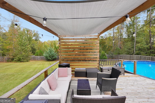 view of patio / terrace featuring an outdoor hangout area and a pool side deck