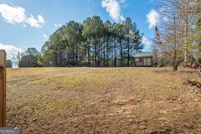 view of yard with an outdoor structure