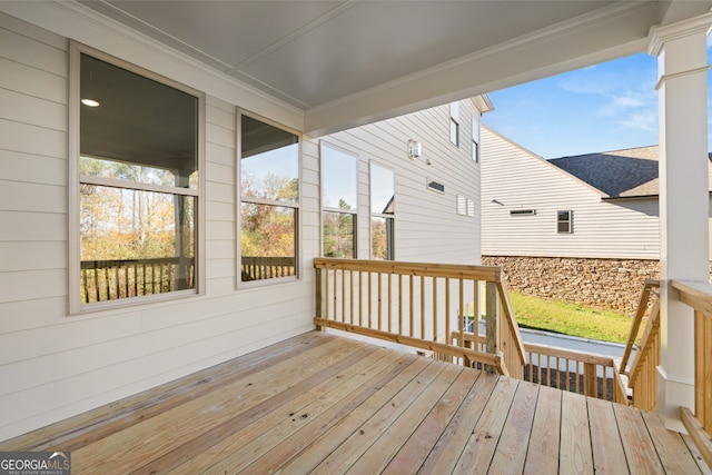 deck with covered porch