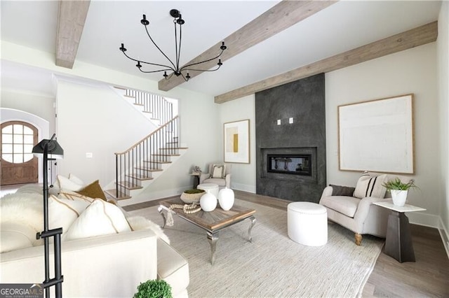 living area featuring hardwood / wood-style flooring