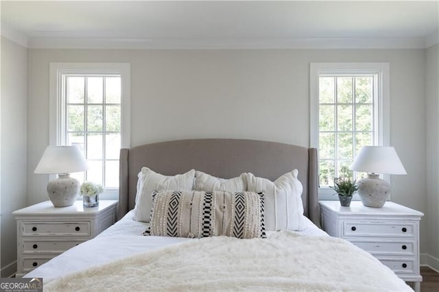 bedroom featuring ornamental molding