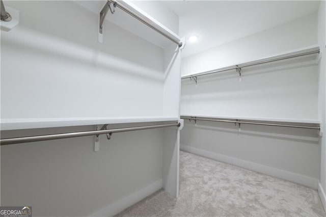 spacious closet with light colored carpet