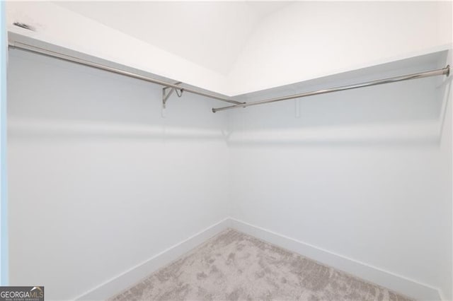 walk in closet with carpet