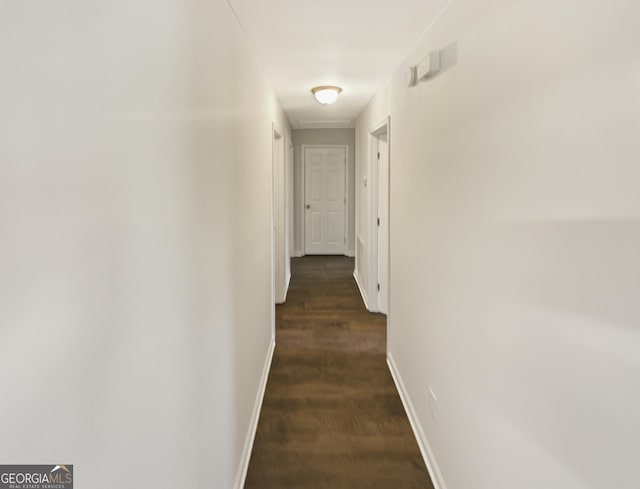 hall featuring dark wood-type flooring