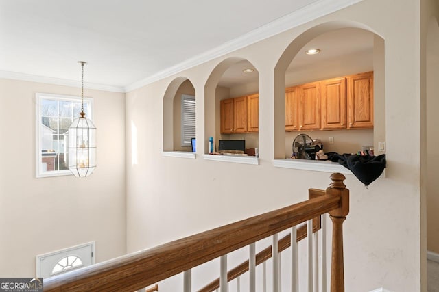 hallway with ornamental molding