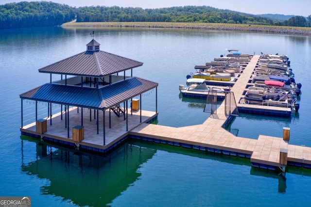 view of dock featuring a water view