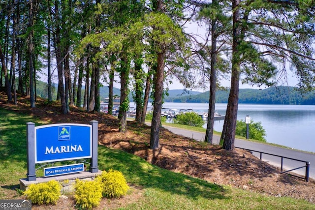 view of home's community with a water and mountain view