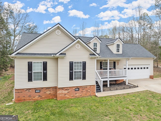 view of front of house featuring a front yard and a porch