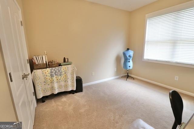 interior space with light carpet and a wealth of natural light