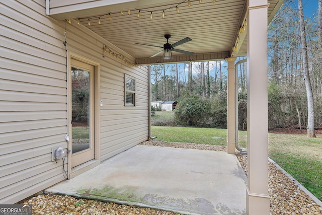 view of patio / terrace with ceiling fan