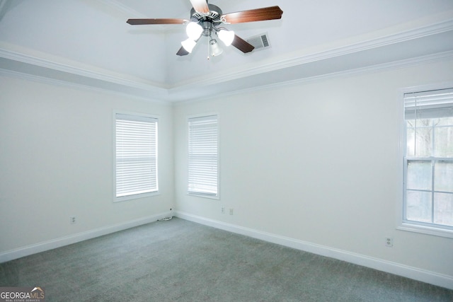 carpeted empty room with ornamental molding