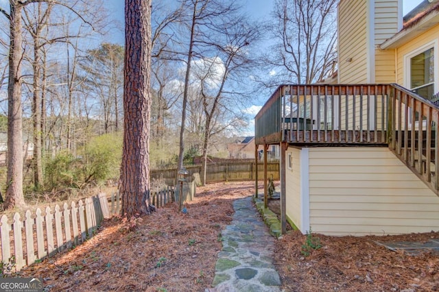 view of yard with a deck