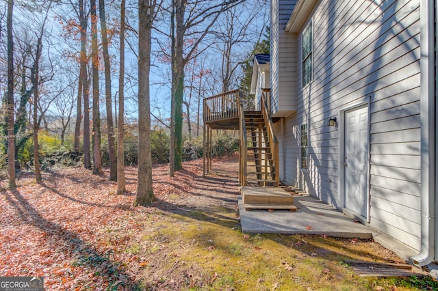 view of yard with a deck