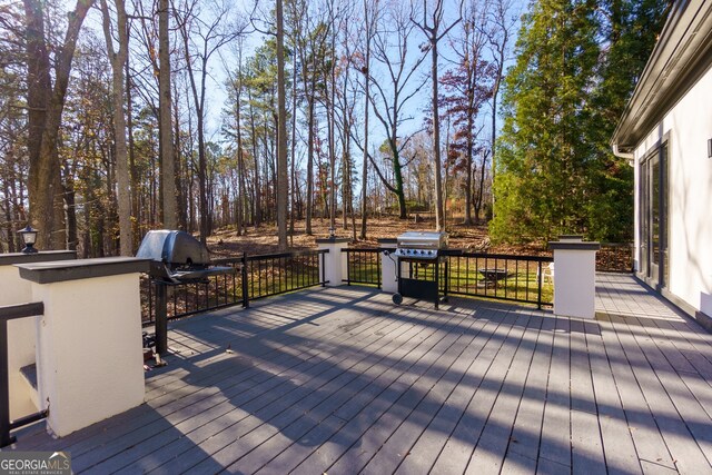 deck featuring grilling area