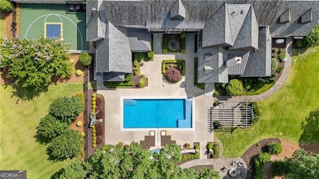 560 Lost River Bnd, Milton, GA 30004 - view from above of property featuring a pool area