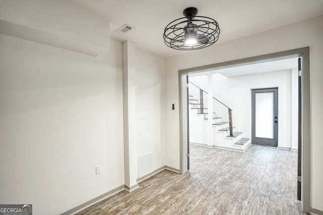 interior space with light hardwood / wood-style floors