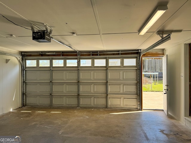 garage with a garage door opener