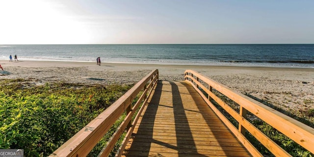 exterior space featuring a view of the beach