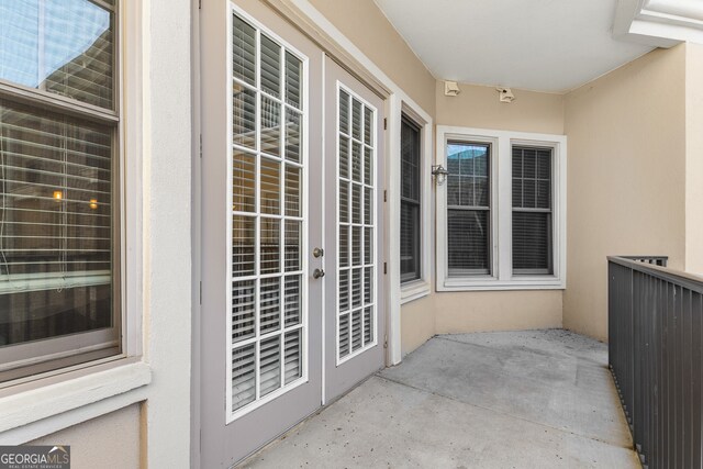 balcony with french doors