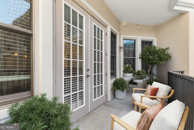 balcony with french doors