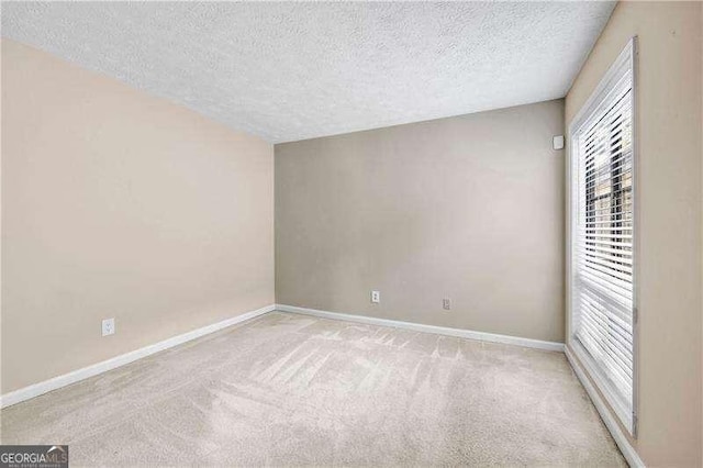 carpeted spare room featuring a textured ceiling