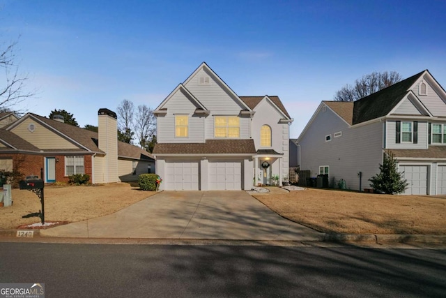 view of front facade with a garage