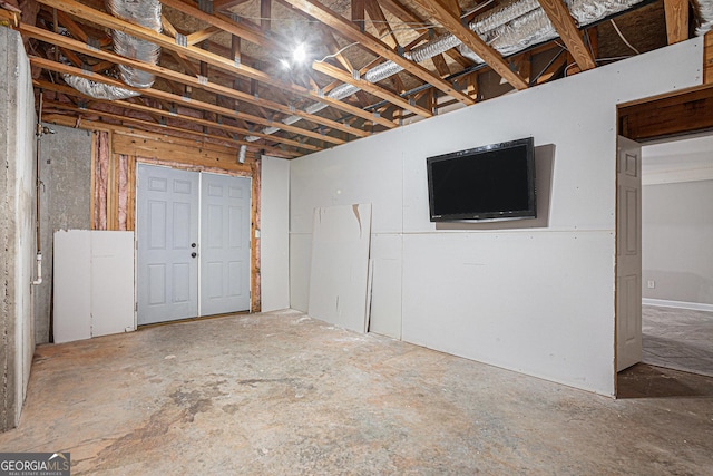 view of unfinished basement