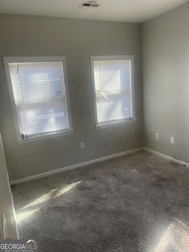 spare room featuring carpet flooring and plenty of natural light