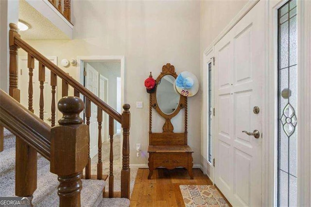 foyer with hardwood / wood-style flooring