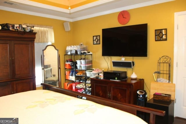 bedroom featuring ornamental molding