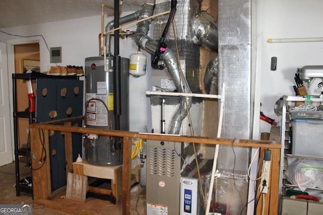 utility room with gas water heater