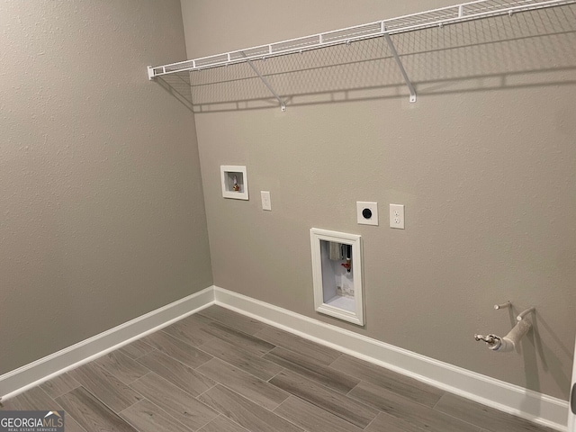 laundry room featuring washer hookup, laundry area, hookup for an electric dryer, and wood finish floors