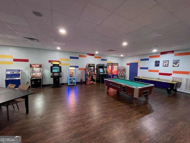 recreation room with billiards