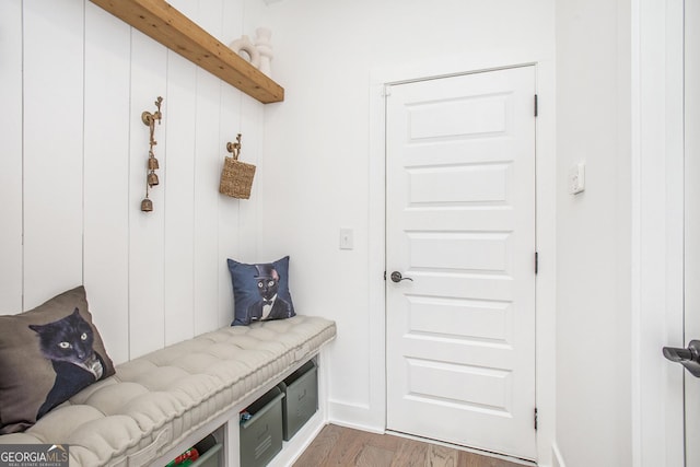 mudroom featuring wood-type flooring