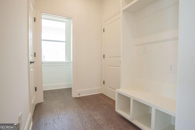 mudroom featuring dark hardwood / wood-style floors