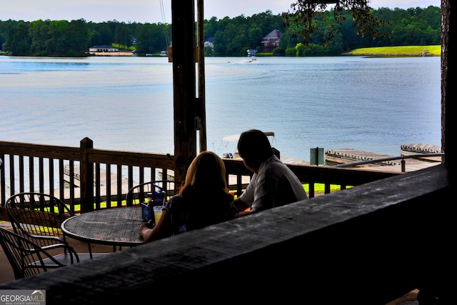 property view of water featuring a dock