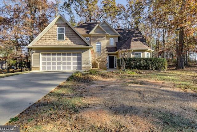 view of front facade with a garage