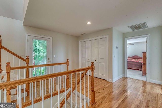 hall featuring light hardwood / wood-style flooring