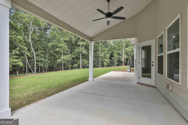 view of patio / terrace with ceiling fan