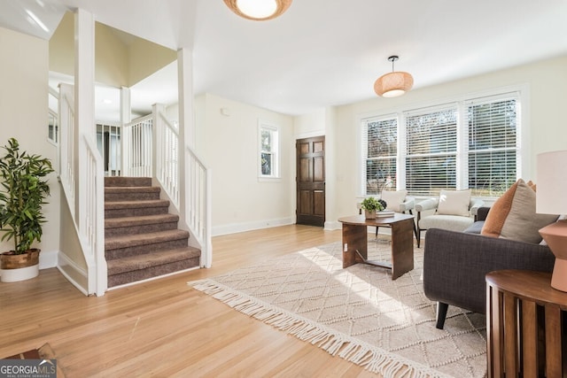 living room with light wood-type flooring