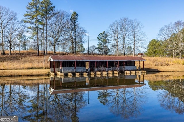 view of dock featuring a water view